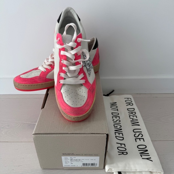 Golden Goose Ball Star Sneaker White Leather/Pink/Metallic 38/8 NIB - Picture 3 of 10